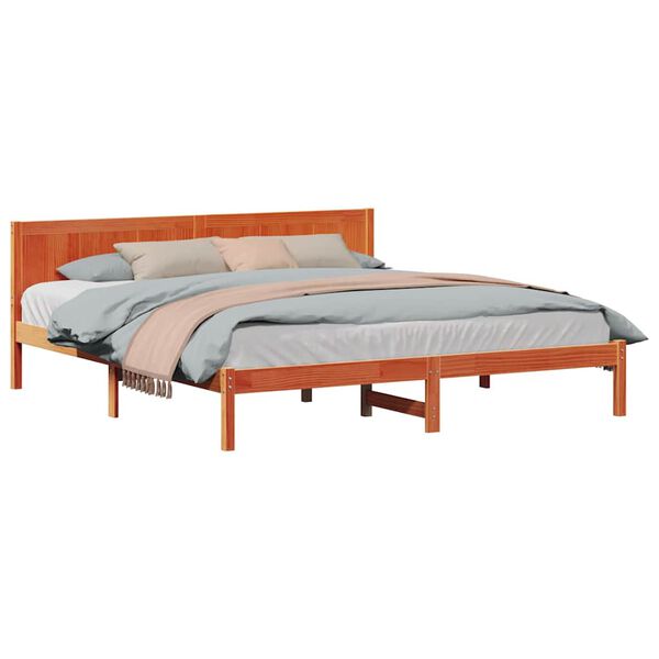 vidaXL Σκελετός Κρεβατιού Καφέ 200 x 200 cm Μασίφ ξύλο πεύκου