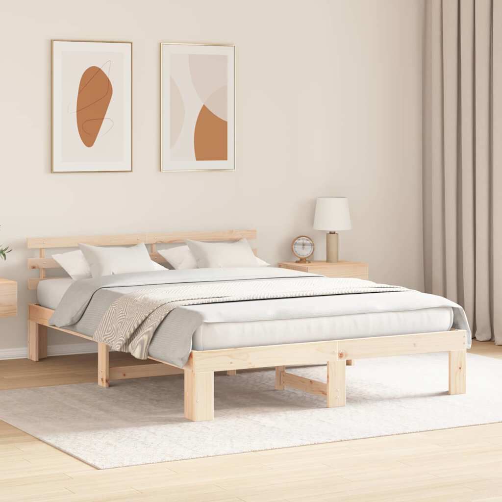 vidaXL Σκελετός Κρεβατιού Καφέ 140 x 200 cm Μασίφ ξύλο πεύκου
