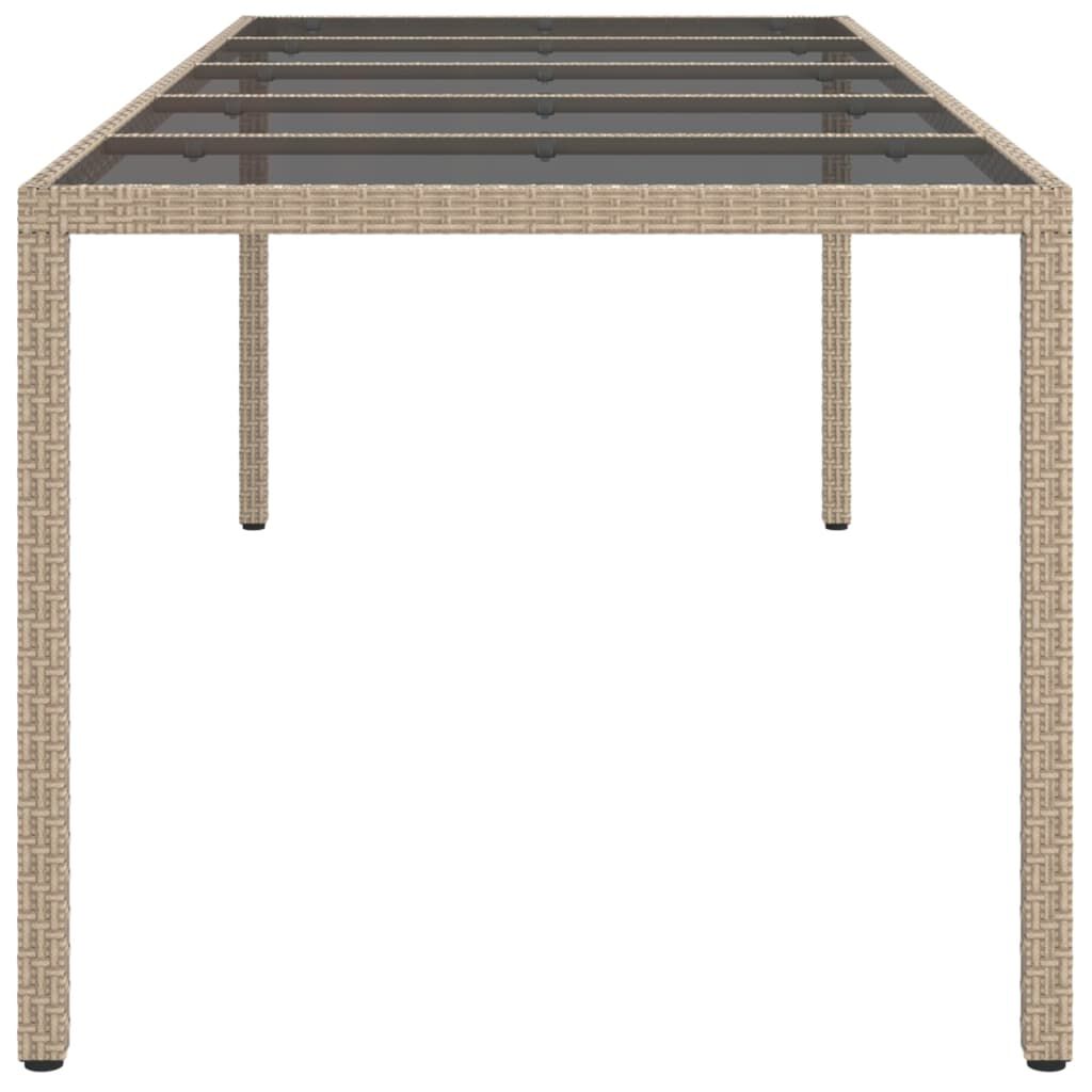 vidaXL Τραπέζι Κήπου Μπεζ 250x100x75 εκ. Ψημένο Γυαλί/Συνθετικό Ρατάν