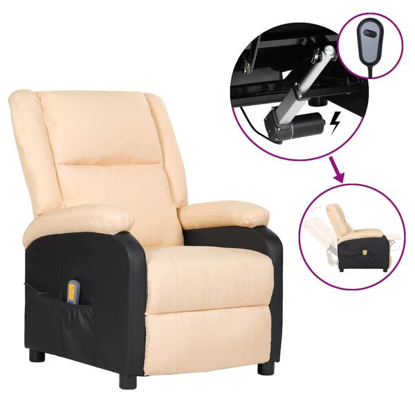 vidaXL Πολυθρόνα Μασάζ Ηλεκτρική Συνθετικό Δέρμα/Ύφασμα