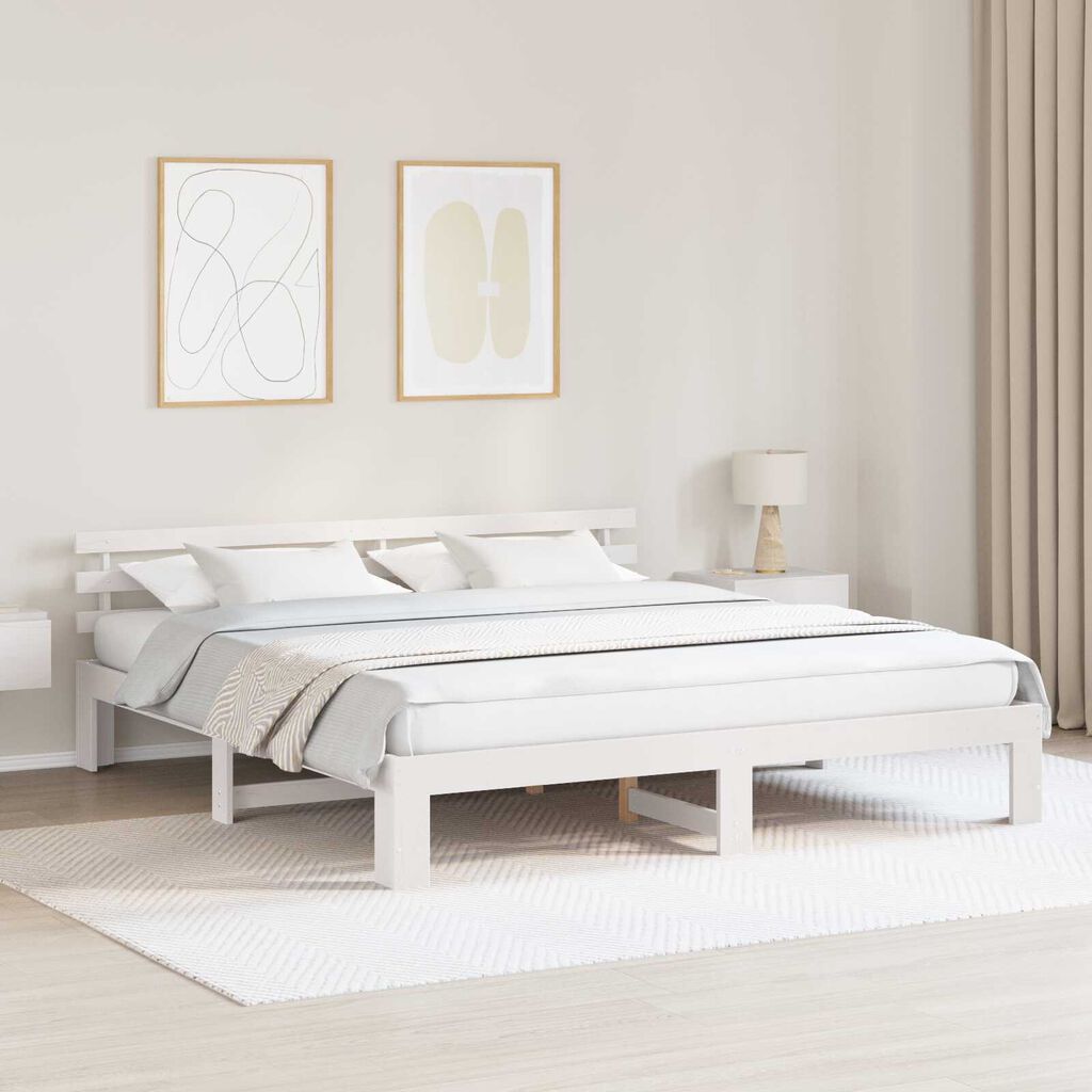 vidaXL Σκελετός Κρεβατιού Λευκό 180 x 200 cm Μασίφ ξύλο πεύκου