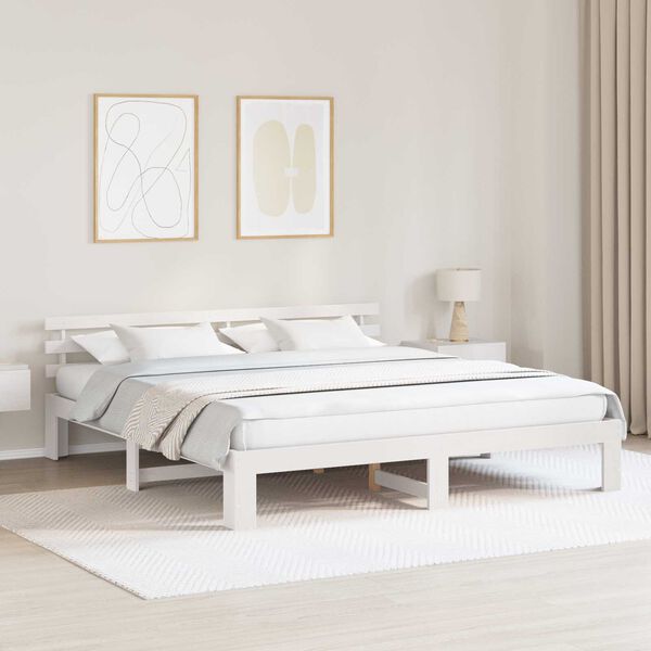 vidaXL Σκελετός Κρεβατιού Λευκό 180 x 200 cm Μασίφ ξύλο πεύκου