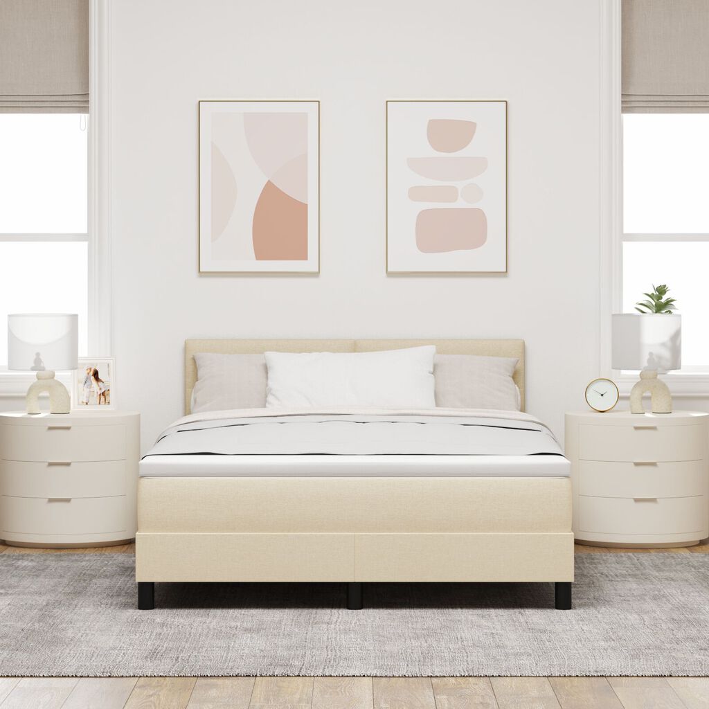 vidaXL Κρεβάτι Box Spring με Στρώμα Κρέμα 140x200 εκ. Υφασμάτινο