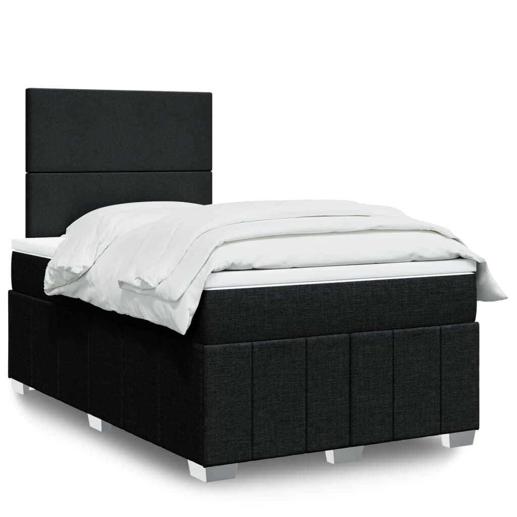 vidaXL Κρεβάτι Boxspring με Στρώμα Μαύρο 120x200 εκ. Υφασμάτινο