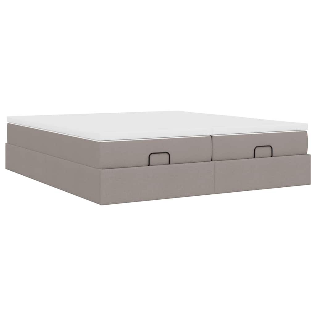 vidaXL Οθωμανικό κρεβάτι με στρώματα Taupe 200x200cm ύφασμα