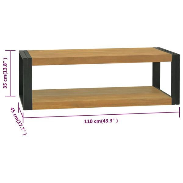 vidaXL Έπιπλο Μπάνιου Επιτοίχιο 110x45x35 εκ. από Μασίφ Ξύλο Teak