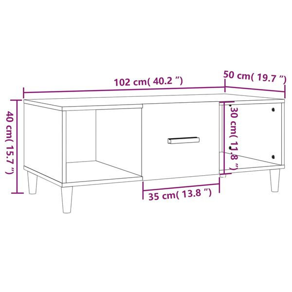 vidaXL Τραπεζάκι Σαλονιού Γκρι Sonoma 102x50x40 εκ. Επεξεργασμένο Ξύλο