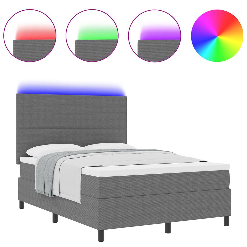 vidaXL Κρεβάτι με Στήριξη & LED Φως Γκρι 160x200 εκ Βελούδο