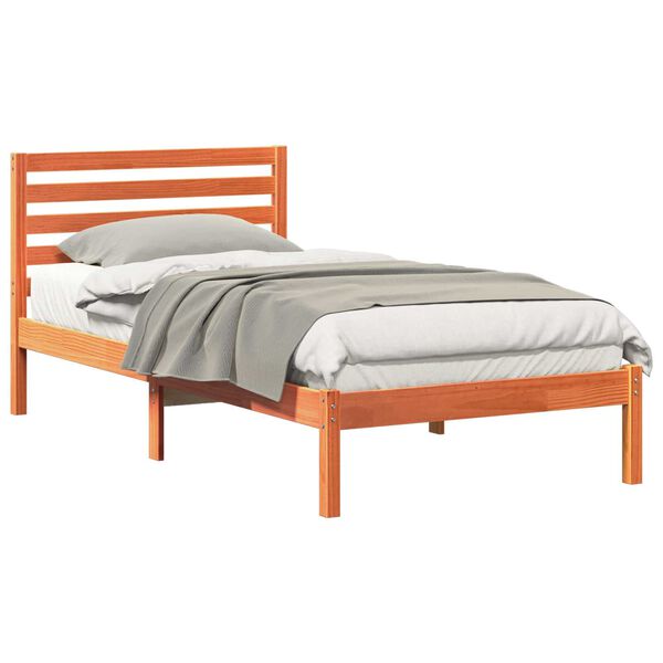 vidaXL Σκελετός Κρεβατιού Καφέ κεριού 75 x 190 cm Συμπαγές ξύλο πεύκου