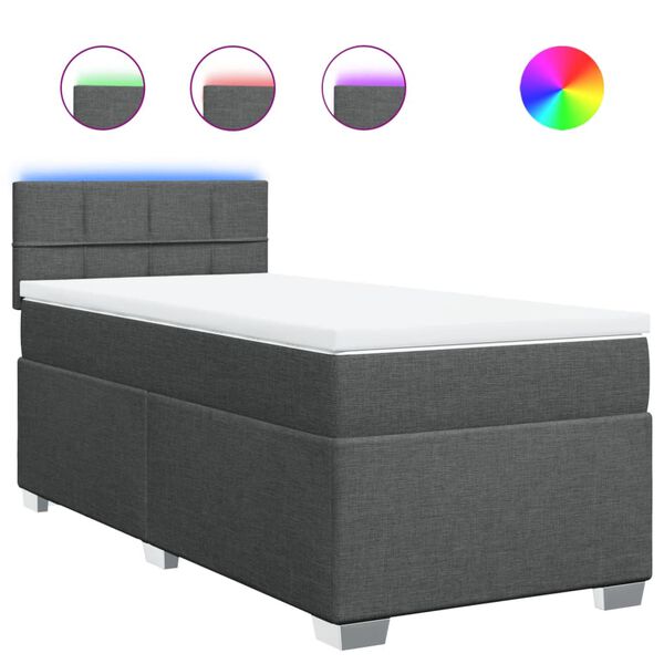 vidaXL Κρεβάτι Boxspring με Στρώμα Σκούρο Γκρι 80x200 εκ. Υφασμάτινο