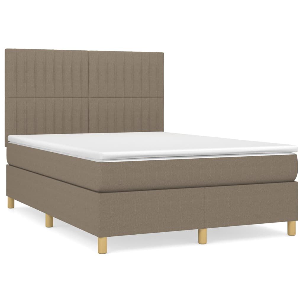 vidaXL Κρεβάτι Boxspring με Στρώμα Taupe 140x200 εκ. Υφασμάτινο