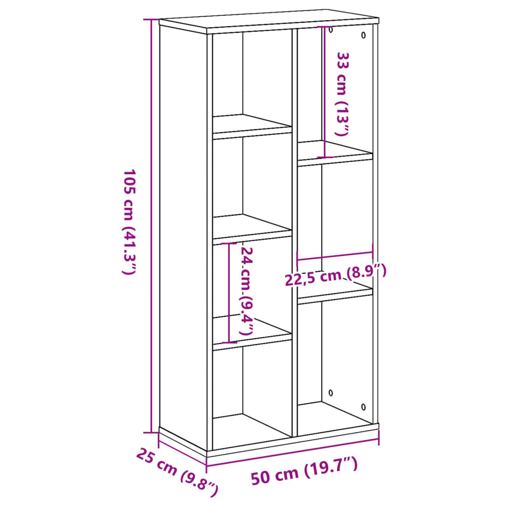 vidaXL Βιβλιοθήκη Sonoma Δρυς 50x25x105 εκ. από Επεξεργασμένο Ξύλο