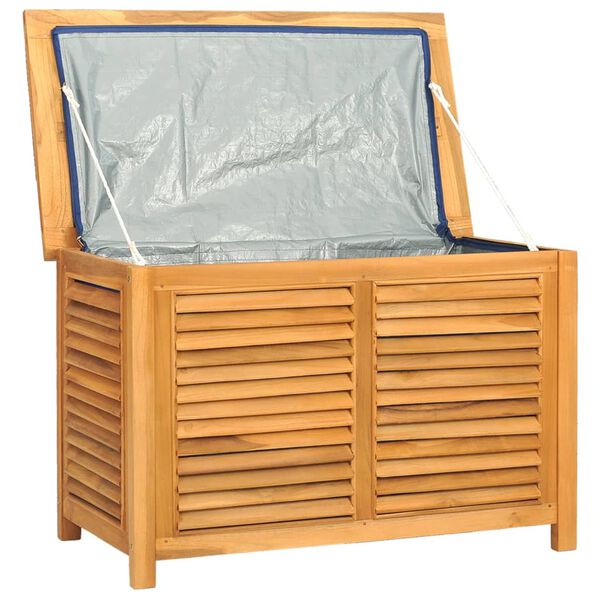 vidaXL Μπαούλο Αποθήκευσης Κήπου με Τσάντα 90x50x58 εκ Μασίφ Ξύλο Teak