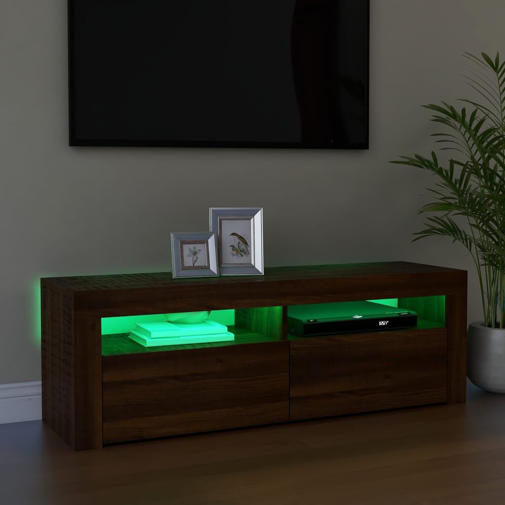 vidaXL Έπιπλο Τηλεόρασης με LED Καφέ Δρυς 120x35x40 εκ.
