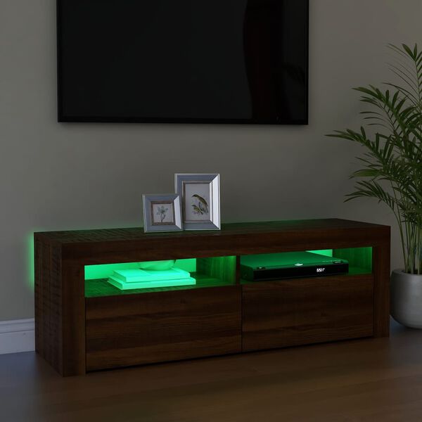 vidaXL Έπιπλο Τηλεόρασης με LED Καφέ Δρυς 120x35x40 εκ.