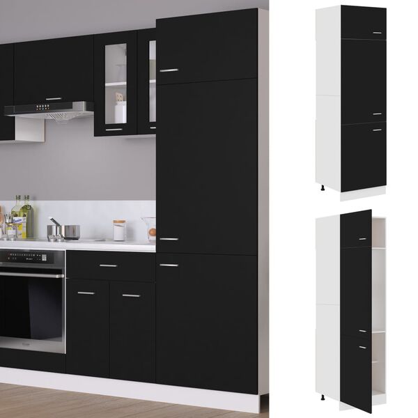 vidaXL Ντουλάπι Ψυγείου Lyon Μαύρο 60x57x207 εκ. από Επεξ. Ξύλο