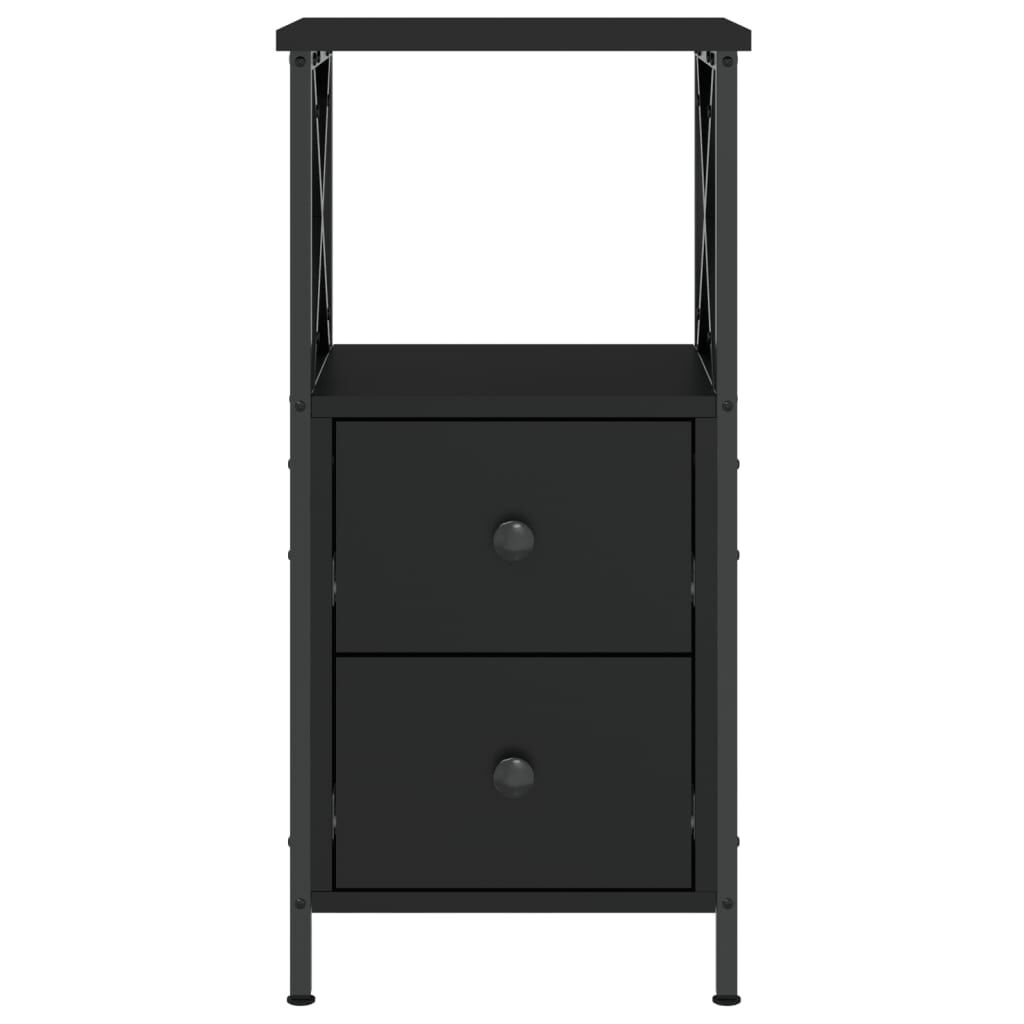 vidaXL Κομοδίνα 2 Τεμ. Μαύρα 34 x 35,5 x 70 εκ. από Επεξεργασμένο Ξύλο