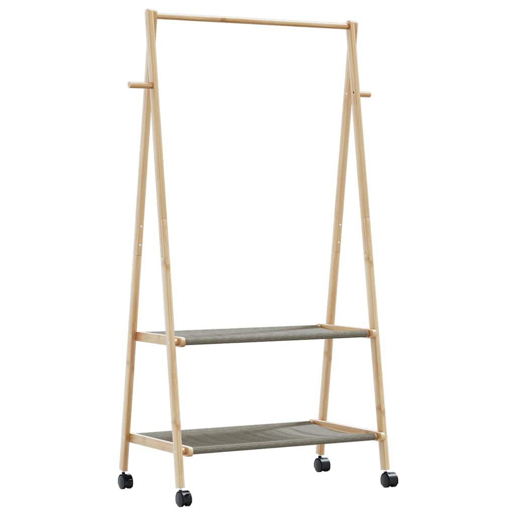 vidaXL Ράφι ρούχων με ράφια και ρόδες 96x45,5x155,5 cm Μπαμπού