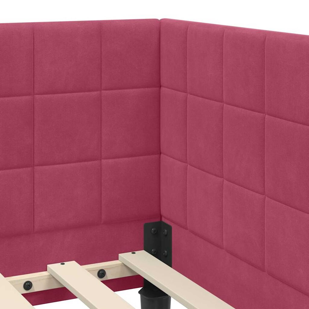 vidaXL Κρεβάτι Γωνίας με κεφαλάρι Μπορντό 90 x 190 cm Βελούδο