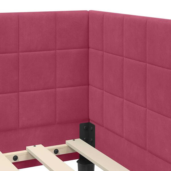 vidaXL Κρεβάτι Γωνίας με κεφαλάρι Μπορντό 90 x 190 cm Βελούδο