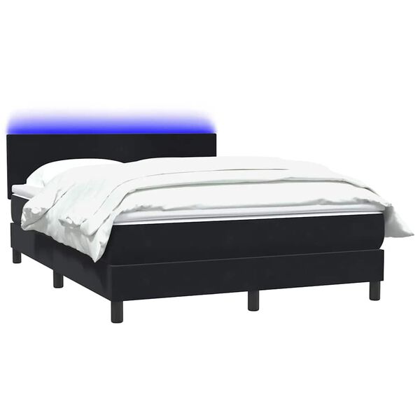 vidaXL &Kappa;&rho;&epsilon;&beta;ά&tau;&iota; Boxspring &mu;&epsilon; &Sigma;&tau;&rho;ώ&mu;&alpha; & LED &Mu;&alpha;ύ&rho;&omicron; 140x210 &epsilon;&kappa;. &Beta;&epsilon;&lambda;&omicron;ύ&delta;&iota;&nu;&omicron;