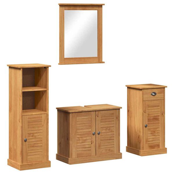 vidaXL Σετ Επίπλων Μπάνιου VIGO 4 pcs καφέ μελί 37 x 34 x 110 εκ