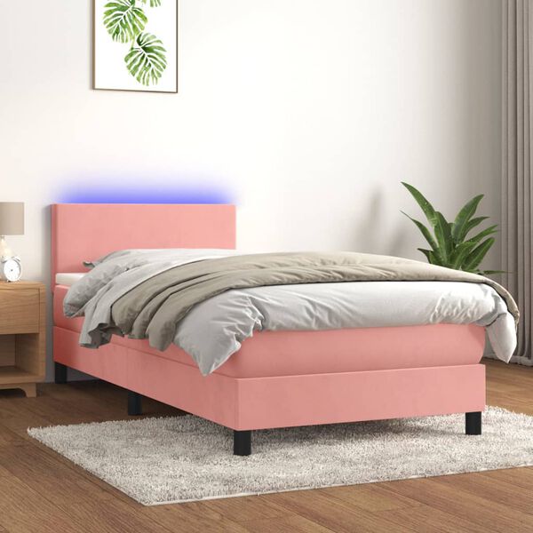 vidaXL &Kappa;&rho;&epsilon;&beta;ά&tau;&iota; Boxspring &mu;&epsilon; &Sigma;&tau;&rho;ώ&mu;&alpha; & LED &Rho;&omicron;&zeta; 100x200 &epsilon;&kappa;. &Beta;&epsilon;&lambda;&omicron;ύ&delta;&iota;&nu;&omicron;