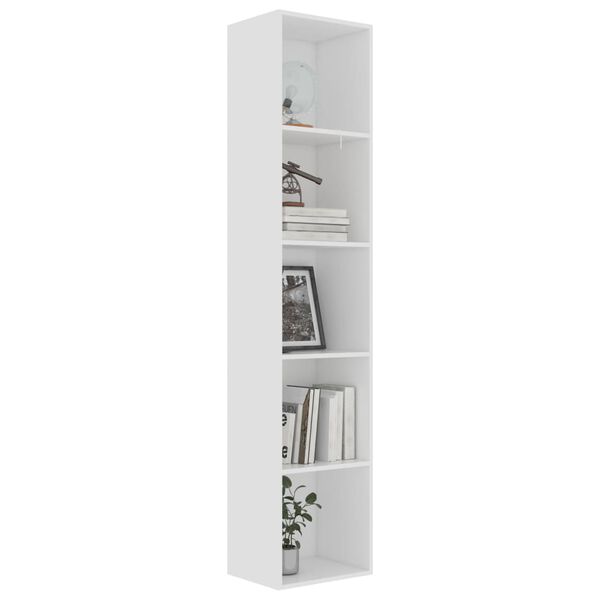 vidaXL Βιβλιοθήκη Λευκή 40 x 30 x 189 εκ. από Επεξ. Ξύλο