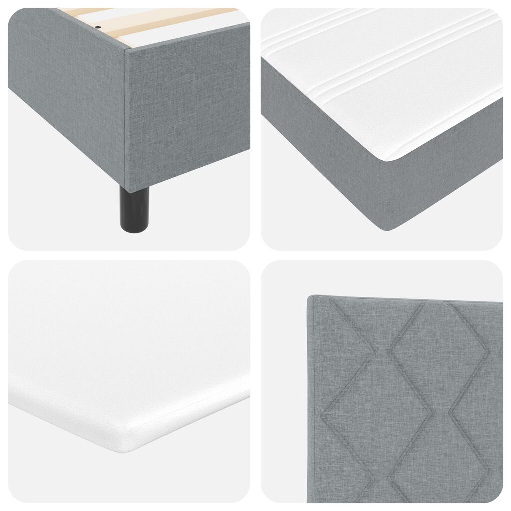 vidaXL Κρεβάτι Box Spring με Στρώμα Φως Γκρι 160x200 εκ. Ύφασμα
