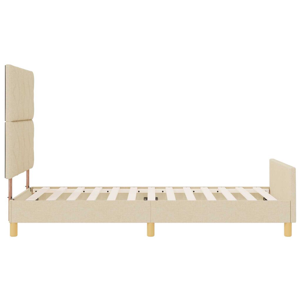 vidaXL Σκελετός Κρεβατιού με κεφαλάρι Κρεμ 90 x 200 cm ύφασμα
