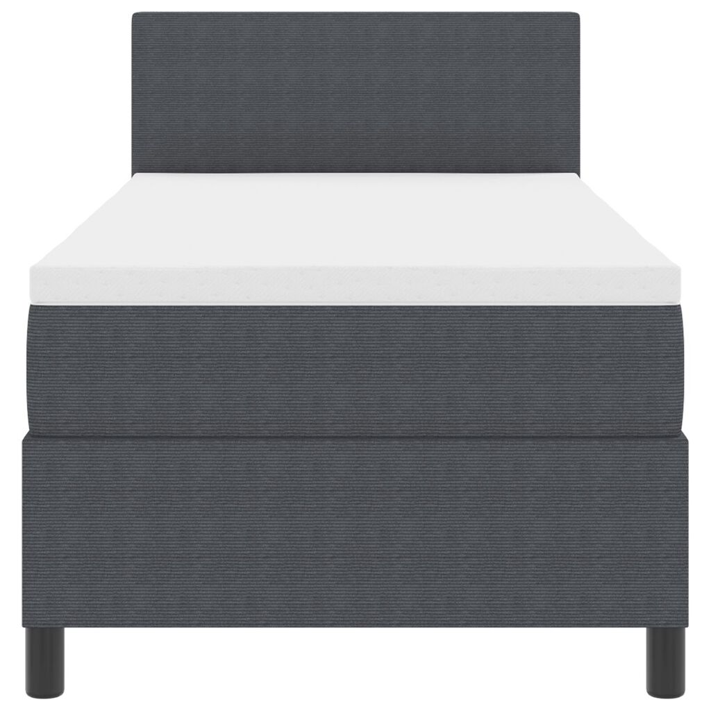 vidaXL Κρεβάτι Box Spring με Στρώμα & LED Σκούρο Γκρι 90x200 εκ Ύφασμα Κορντούρα