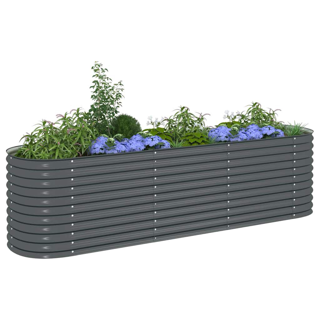 vidaXL Ζαρντινιέρα Υπερυψωμένη Γκρι 320x80x81 εκ. Γαλβανισμ. Χάλυβας