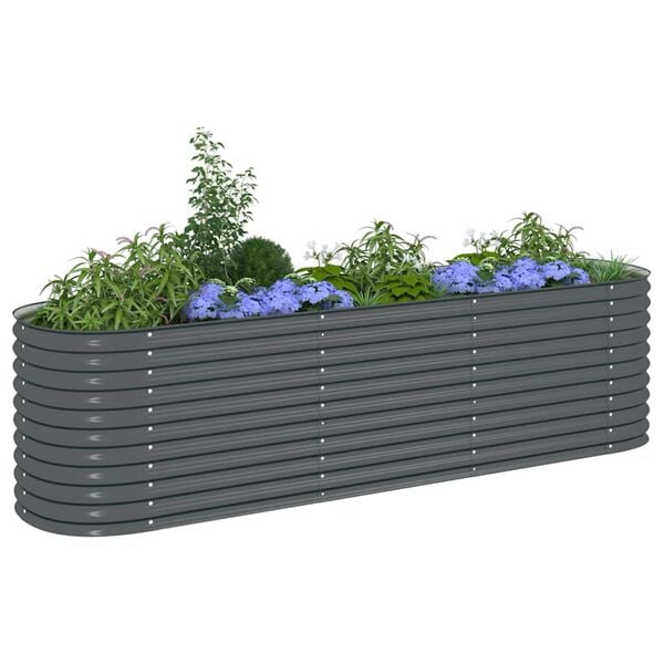 vidaXL Ζαρντινιέρα Υπερυψωμένη Γκρι 320x80x81 εκ. Γαλβανισμ. Χάλυβας
