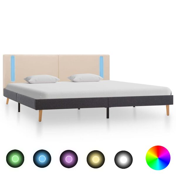 vidaXL &Pi;&lambda;&alpha;ί&sigma;&iota;&omicron; &Kappa;&rho;&epsilon;&beta;&alpha;&tau;&iota;&omicron;ύ &mu;&epsilon; LED &Kappa;&rho;&epsilon;&mu;/&Sigma;&kappa;. &Gamma;&kappa;&rho;&iota; 180x200 &epsilon;&kappa;. &Upsilon;&phi;&alpha;&sigma;&mu;ά&tau;&iota;&nu;&omicron;