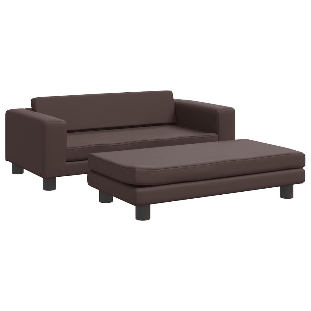vidaXL Καναπές Παιδικός με Υποπόδιο Καφέ 100 x 50 x 30 εκ. Συνθ. Δέρμα