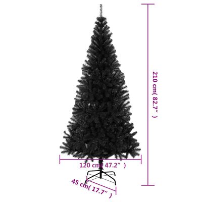 vidaXL Χριστουγεννιάτικο Δέντρο Τεχνητό Με Βάση Μαύρο 210 εκ. PVC