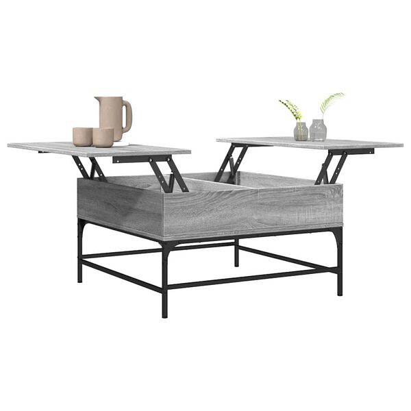 vidaXL Τραπεζάκι Σαλονιού Γκρι Sonoma 80x80x45 εκ. Επεξ. Ξύλο/Μέταλλο