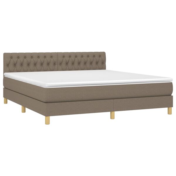 vidaXL &Kappa;&rho;&epsilon;&beta;ά&tau;&iota; Boxspring &mu;&epsilon; &Sigma;&tau;&rho;ώ&mu;&alpha; & LED Taupe 180x200 &epsilon;&kappa;. &Upsilon;&phi;&alpha;&sigma;&mu;ά&tau;&iota;&nu;&omicron;