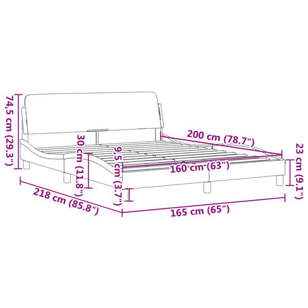 vidaXL Σκελετός Κρεβατιού Χωρίς Στρώμα Κρεμ 160x200 εκ. Υφασμάτινο