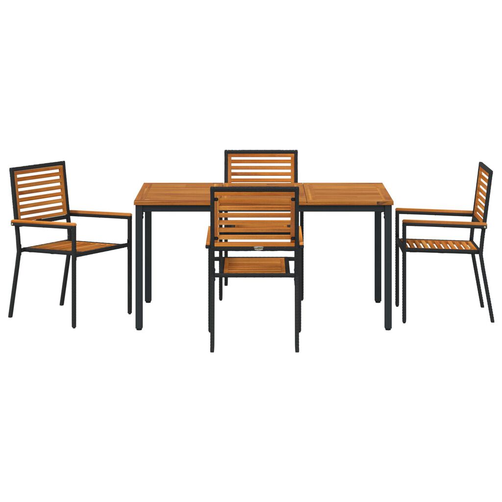vidaXL Σέτ φαγητού για κήπο 5 pcs Μαύρο 150 x 90 x 75 cm