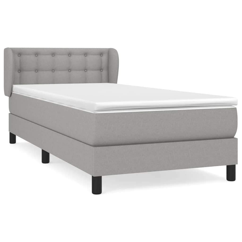 vidaXL Κρεβάτι Boxspring με Στρώμα Ανοιχτό Γκρι 80x200 εκ. Υφασμάτινο