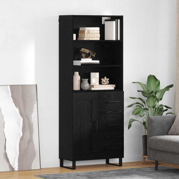 vidaXL Highboard &Mu;&alpha;ύ&rho;&eta; &Omicron;&xi;&upsilon;ά 69,5 x 34 x 180 &epsilon;&kappa;. &Epsilon;&pi;&epsilon;&xi;&epsilon;&rho;&gamma;&alpha;&sigma;&mu;έ&nu;&omicron; &xi;ύ&lambda;&omicron;