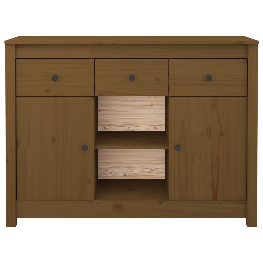 vidaXL Ντουλάπι Καφέ Μελί 100x35x74,5 εκ. από Μασίφ Ξύλο Πεύκου