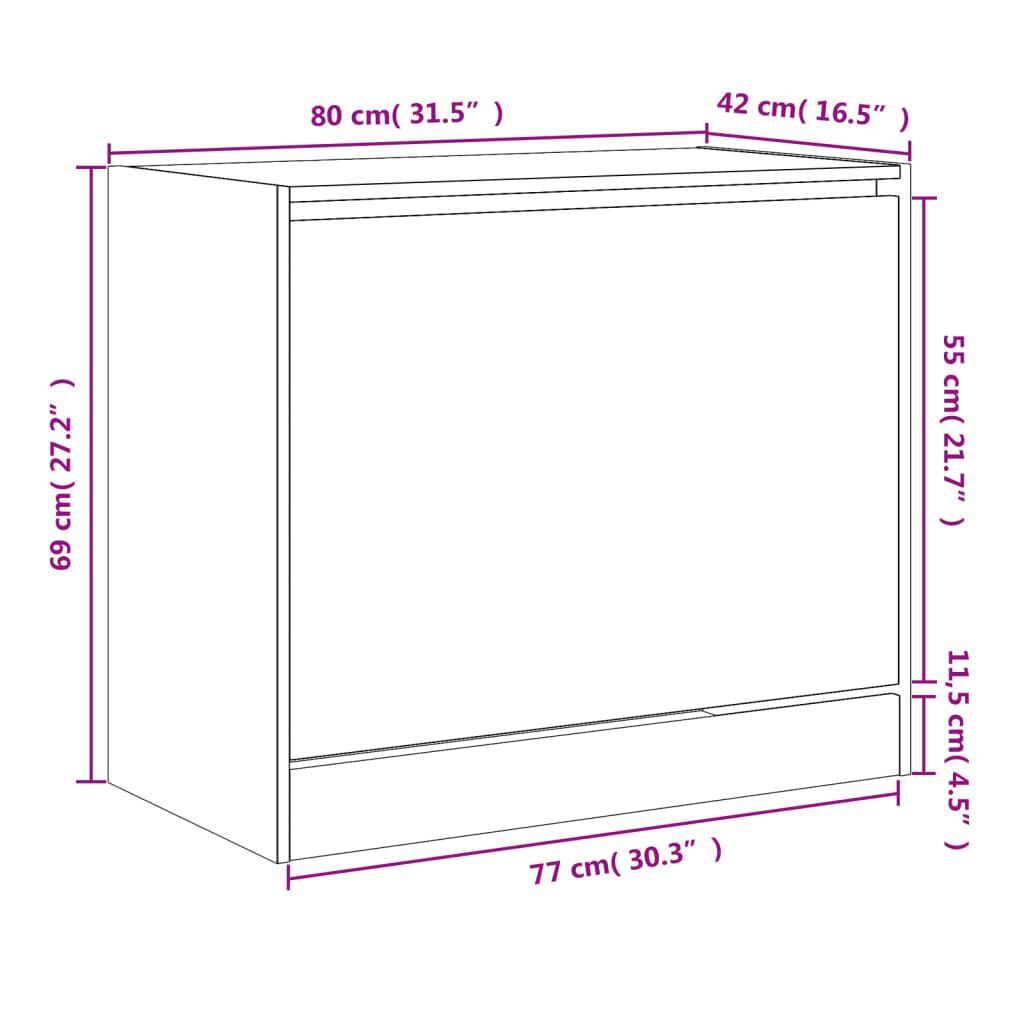 vidaXL Παπουτσοθήκη Μαύρη 80x42x69 εκ. από Επεξεργασμένο Ξύλο
