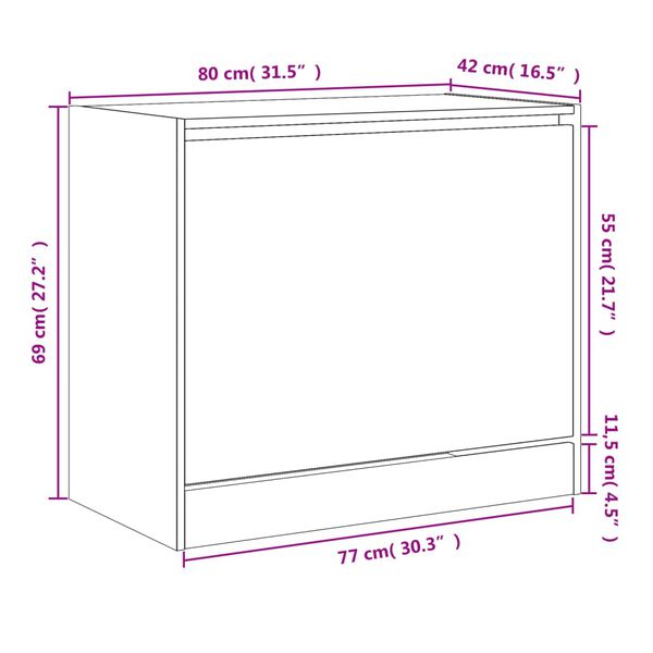 vidaXL Παπουτσοθήκη Μαύρη 80x42x69 εκ. από Επεξεργασμένο Ξύλο