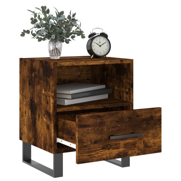 vidaXL Κομοδίνα 2 τεμ. Καπνιστή Δρυς 40 x 35 x 47,5 εκ. Επεξεργ. Ξύλο