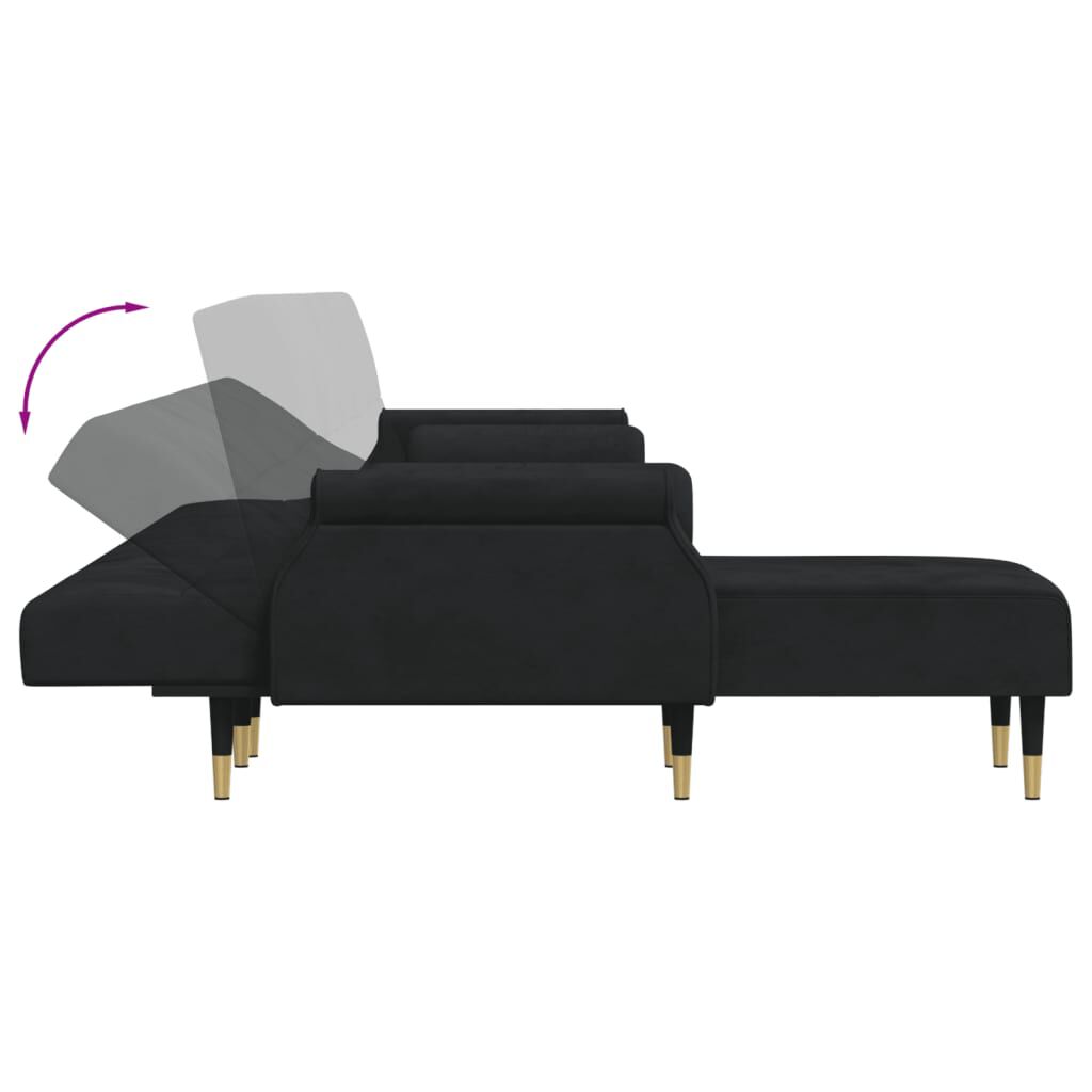 vidaXL Καναπές Κρεβάτι Γωνιακός Μαύρος 271 x 140 x 70 εκ. Βελούδινος