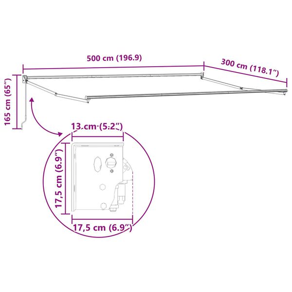 vidaXL Ανασυρόμενη Τέντα Λευκή 500x300 cm