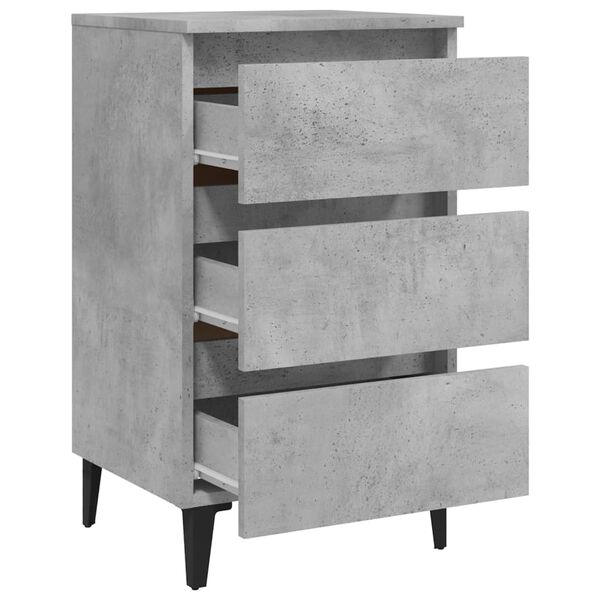 vidaXL Κομοδίνα 2 τεμ. Γκρι Σκυροδέματος 40x35x69 εκ. Μεταλλικά Πόδια