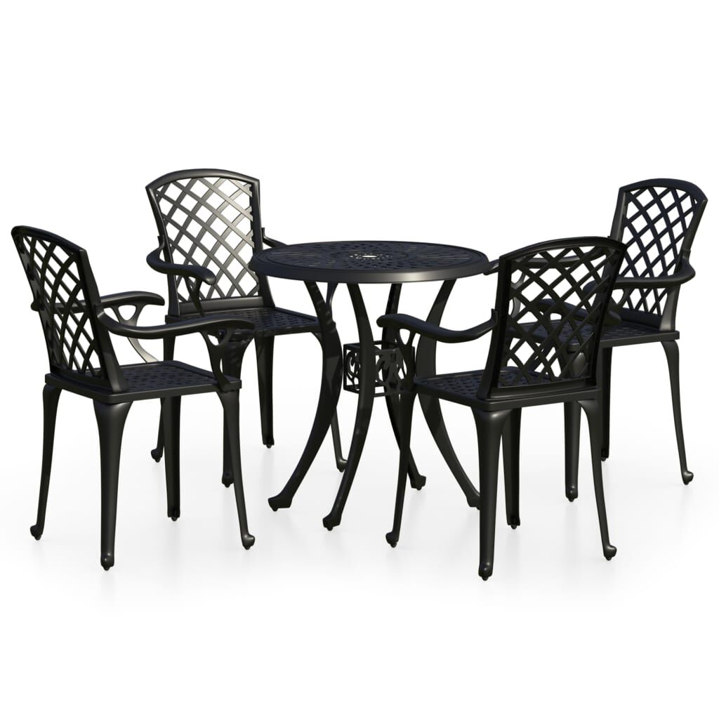 vidaXL Σετ Επίπλων Bistro 5 Τεμαχίων Μαύρο από Χυτό Αλουμίνιο